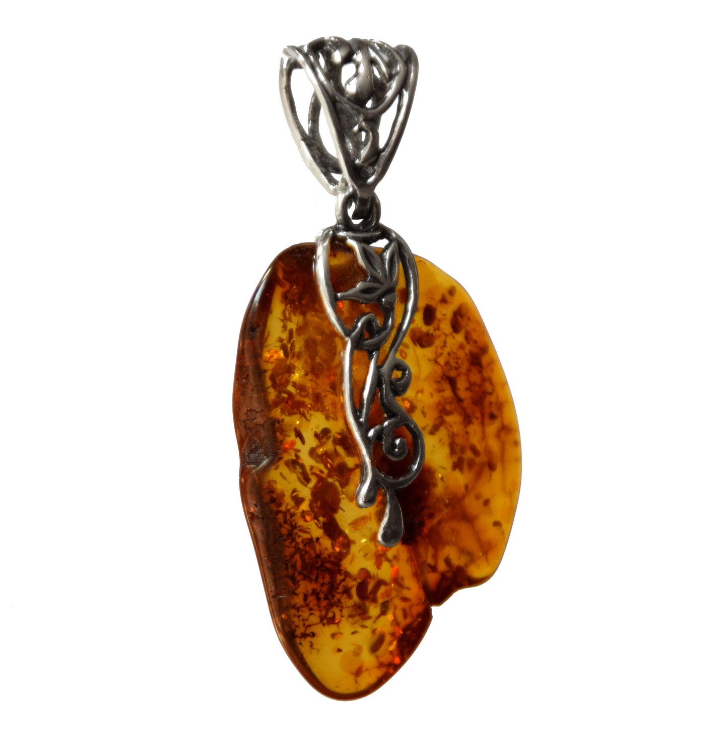 MJ Baltica, pendant, natural Baltic amber, 925 silver, large, irregular, BW061