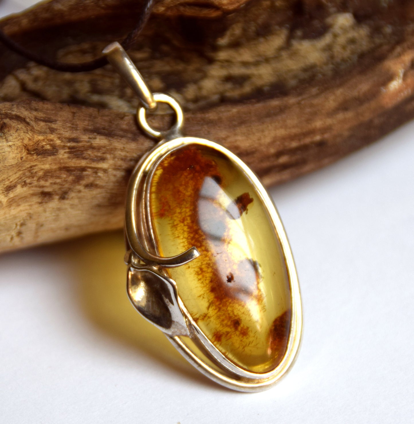 MJ Baltica, pendant, natural Baltic amber, 925 silver, large, unique, BW088