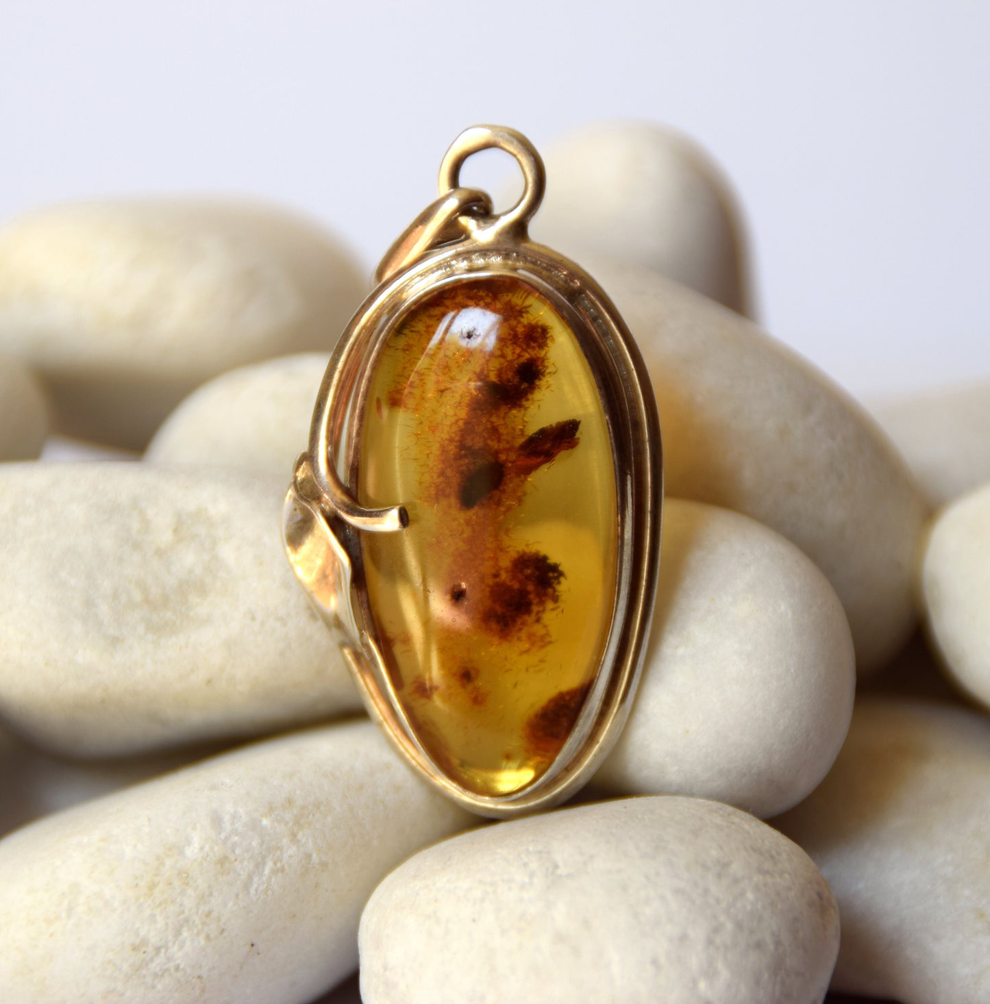 MJ Baltica, pendant, natural Baltic amber, 925 silver, large, unique, BW088