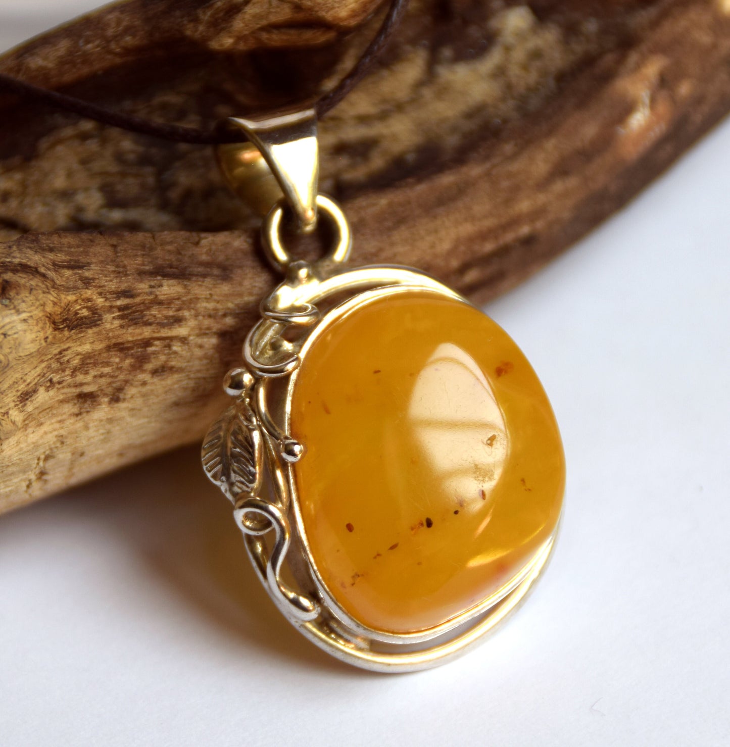 MJ Baltica, pendant, natural Baltic Amber, 925 Silver, Imperial Amber, unique, large, BW091