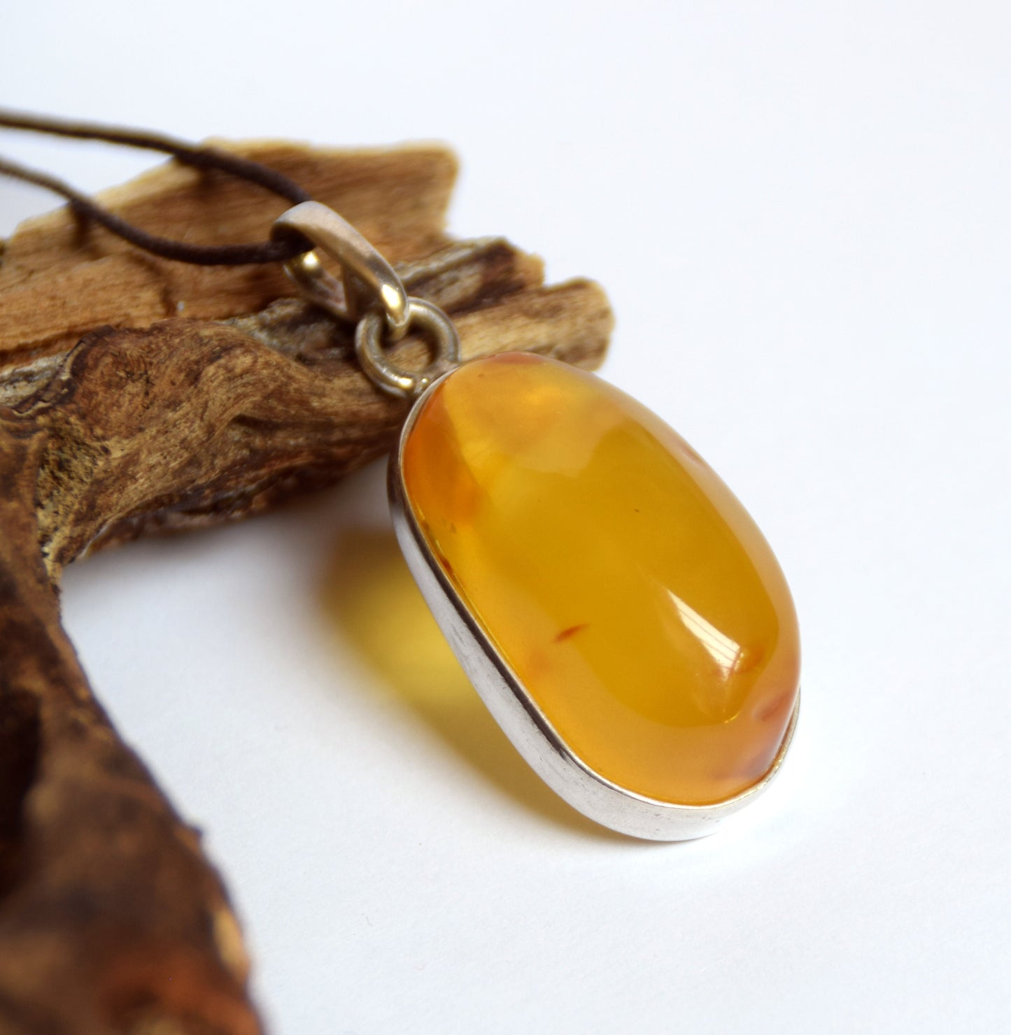 MJ Baltica, pendant, natural Baltic Amber, 925 Silver, Imperial Amber, large, essential, BW094