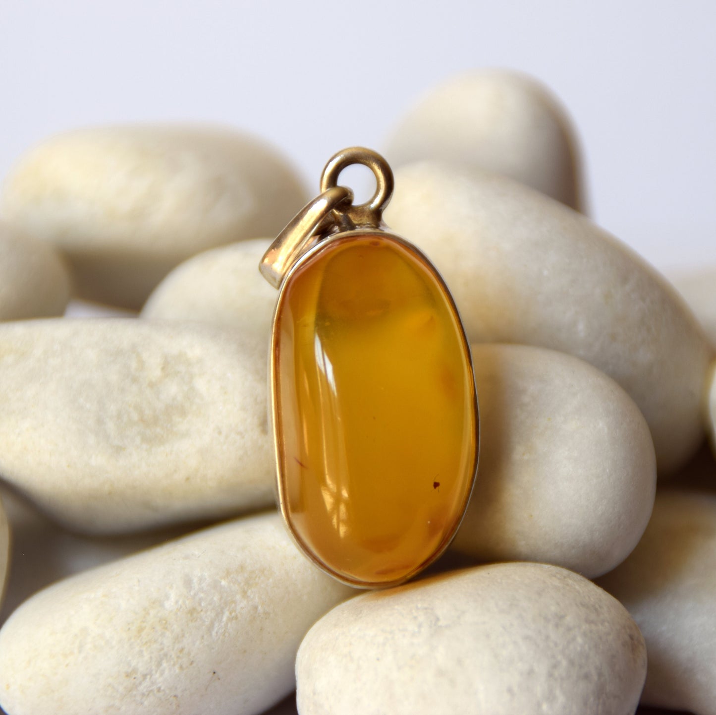 MJ Baltica, pendant, natural Baltic Amber, 925 Silver, Imperial Amber, large, essential, BW094