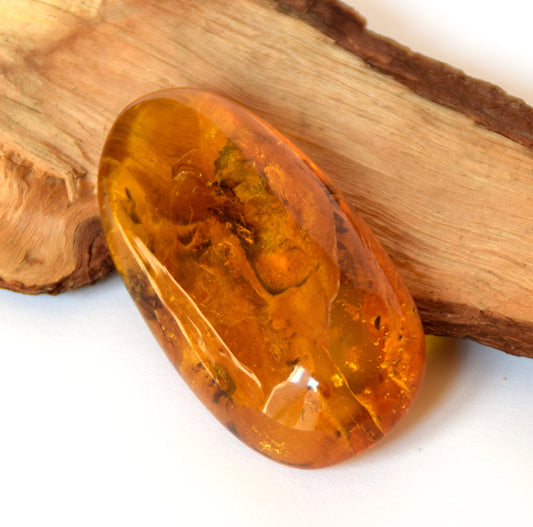 MJ Baltica Natural Baltic Amber Gemstone with Inclusions Insects Prehistoric Collectible Setting BW096