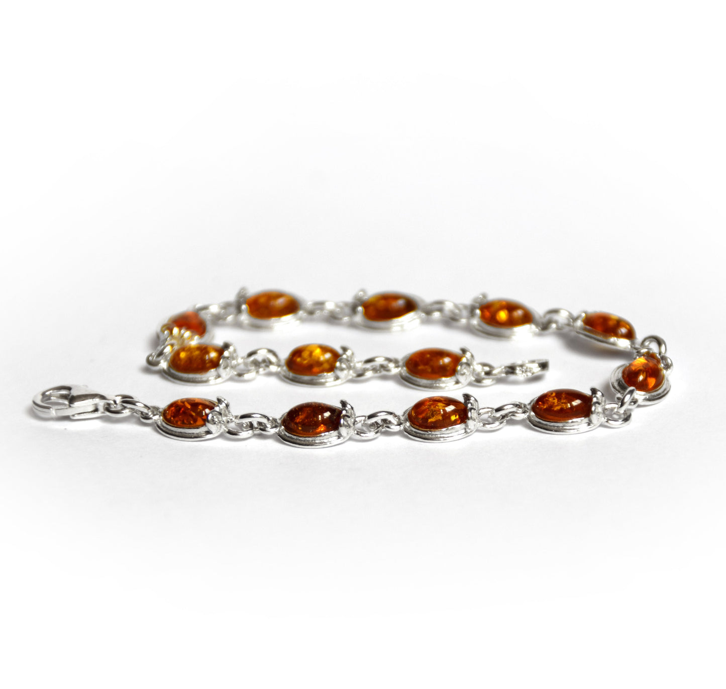 MJ Baltica, bracelet, natural Baltic amber, 925 silver, vintage, cognac, BB026