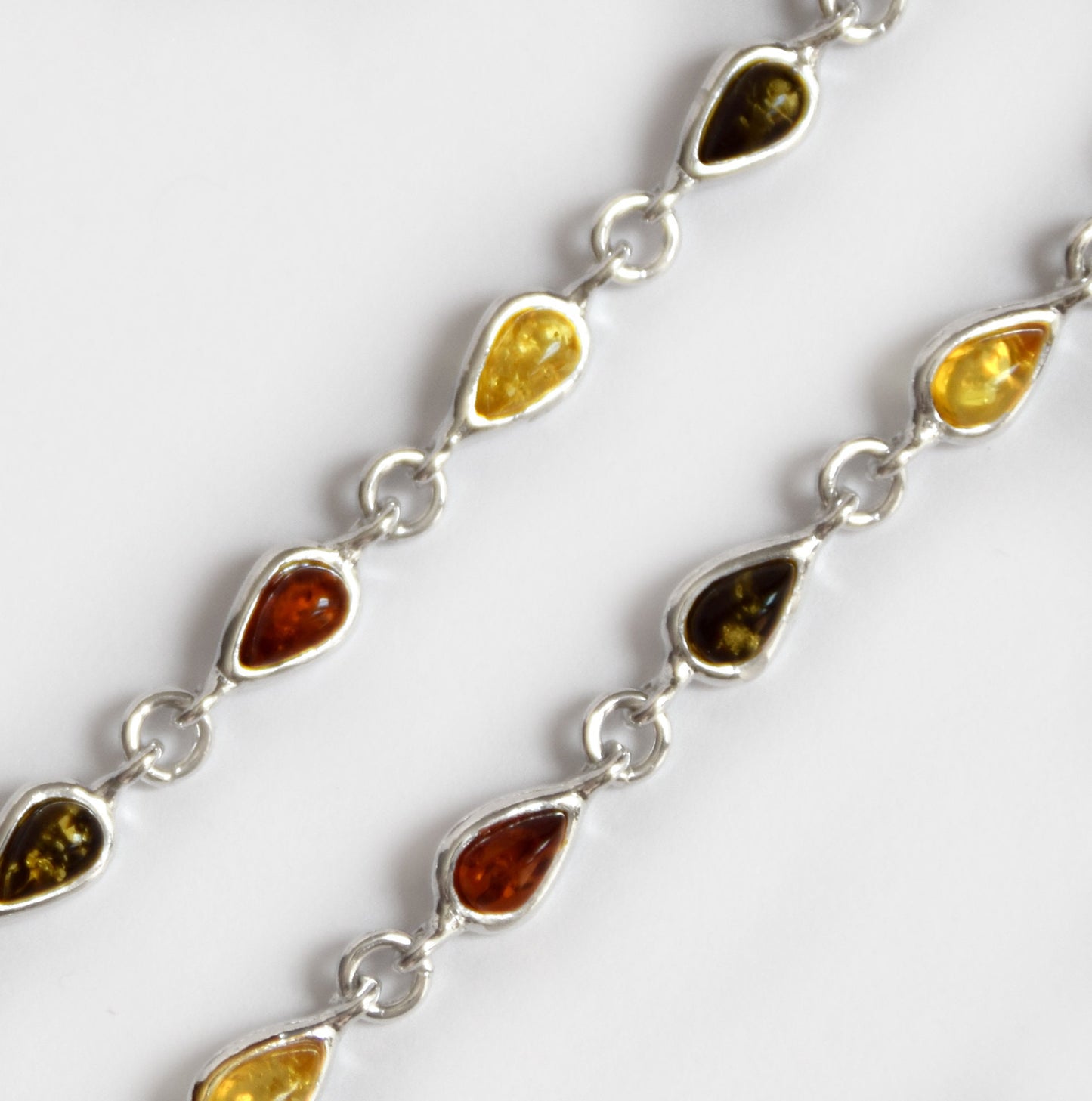 MJ Baltica, bracelet, natural Baltic amber, 925 silver, drops, multi color, handcrafted, BB028