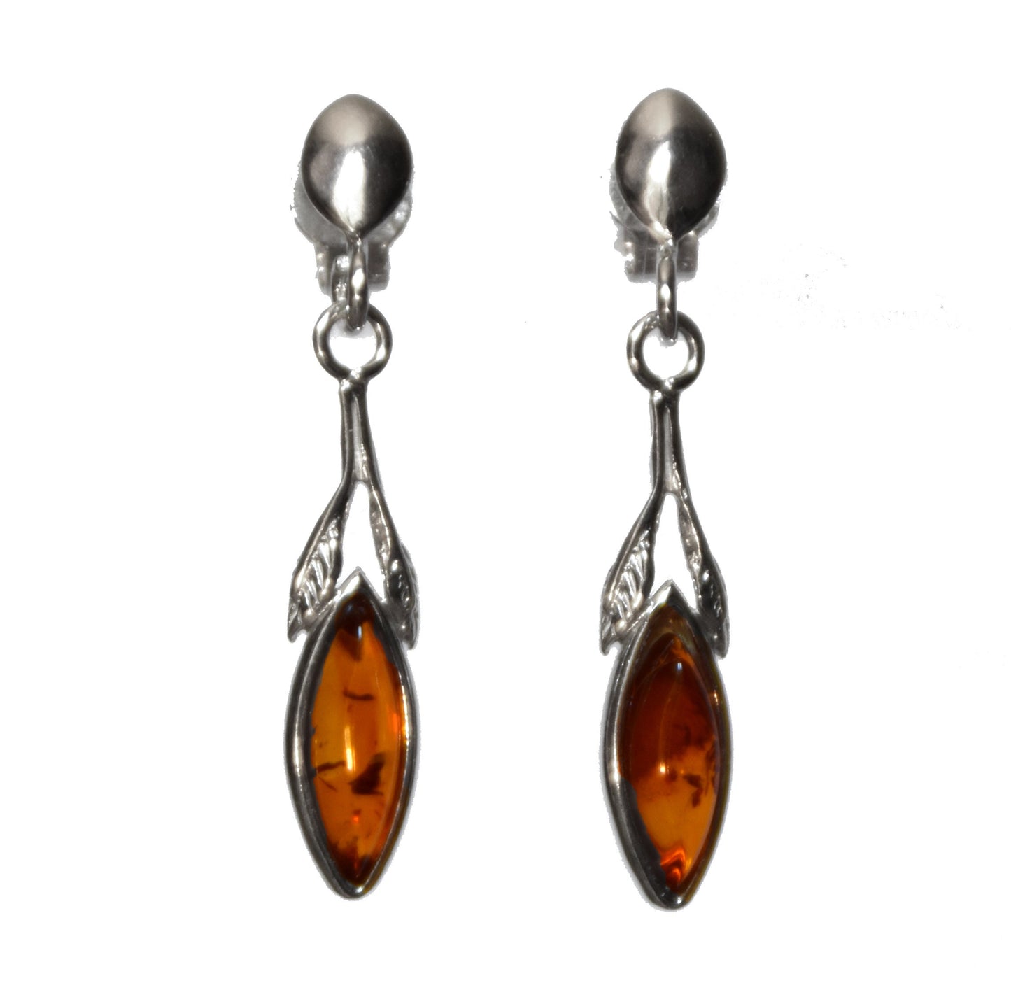 MJ Baltica, earrings, natural Baltic amber, 925 silver, fine, elegant, leaves, BK075