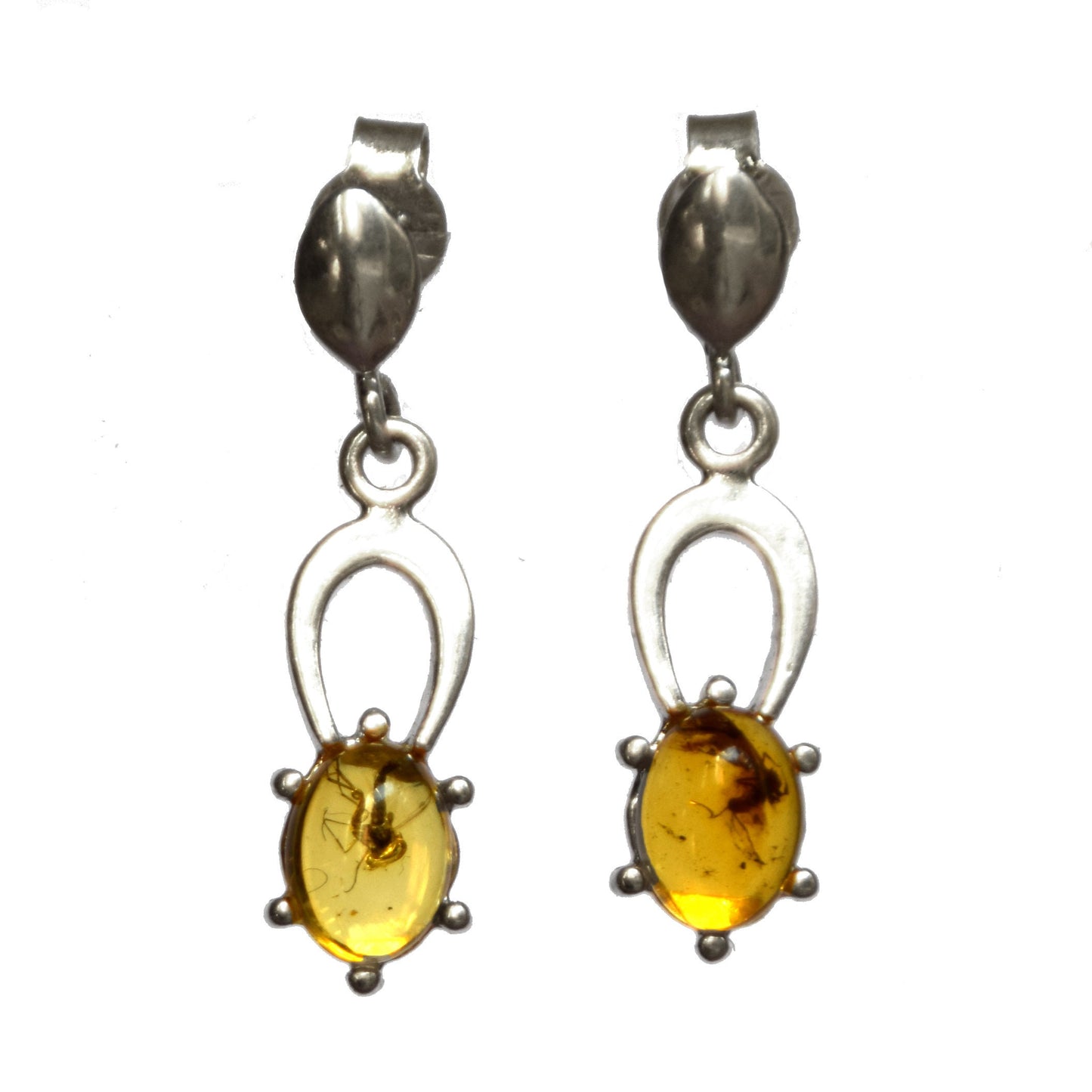 MJ Baltica, earrings, natural Baltic amber, 925 silver, inclusion, insects, prehistoric, BK076