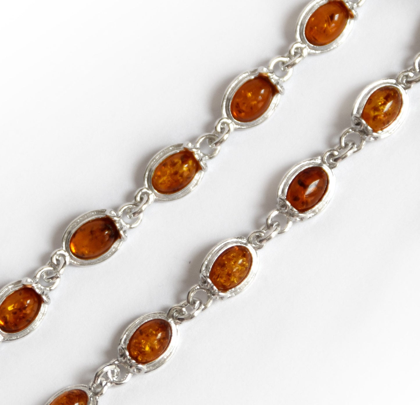 MJ Baltica, bracelet, natural Baltic amber, 925 silver, vintage, cognac, BB026