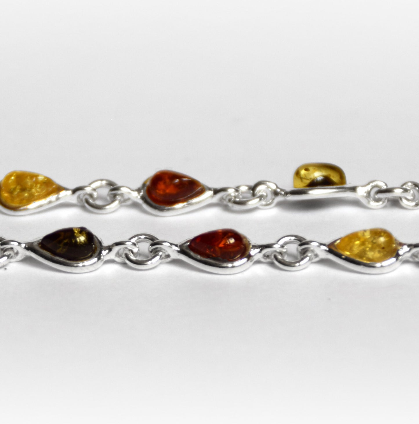 MJ Baltica, bracelet, natural Baltic amber, 925 silver, drops, multi color, handcrafted, BB028