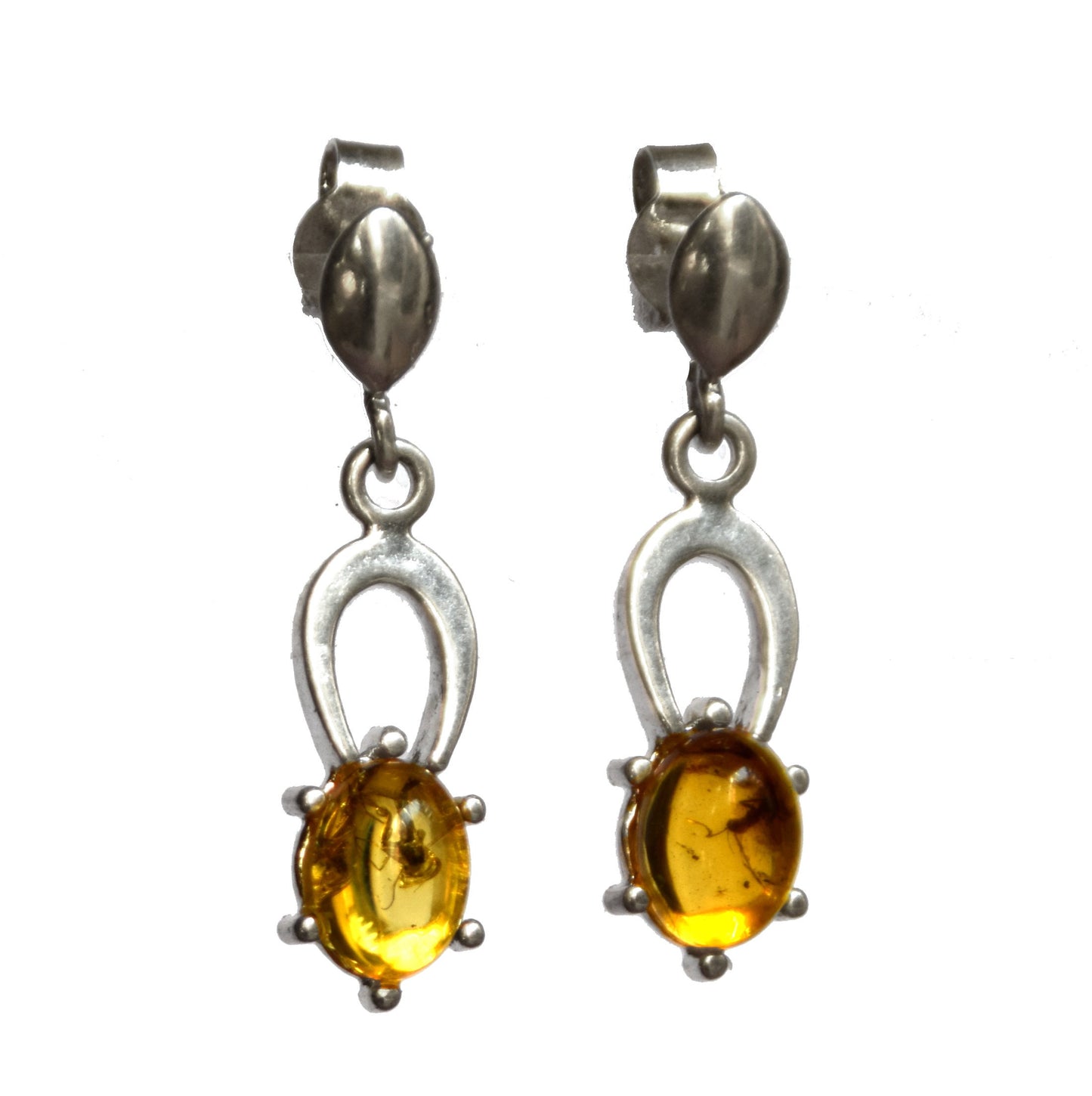 MJ Baltica, earrings, natural Baltic amber, 925 silver, inclusion, insects, prehistoric, BK076