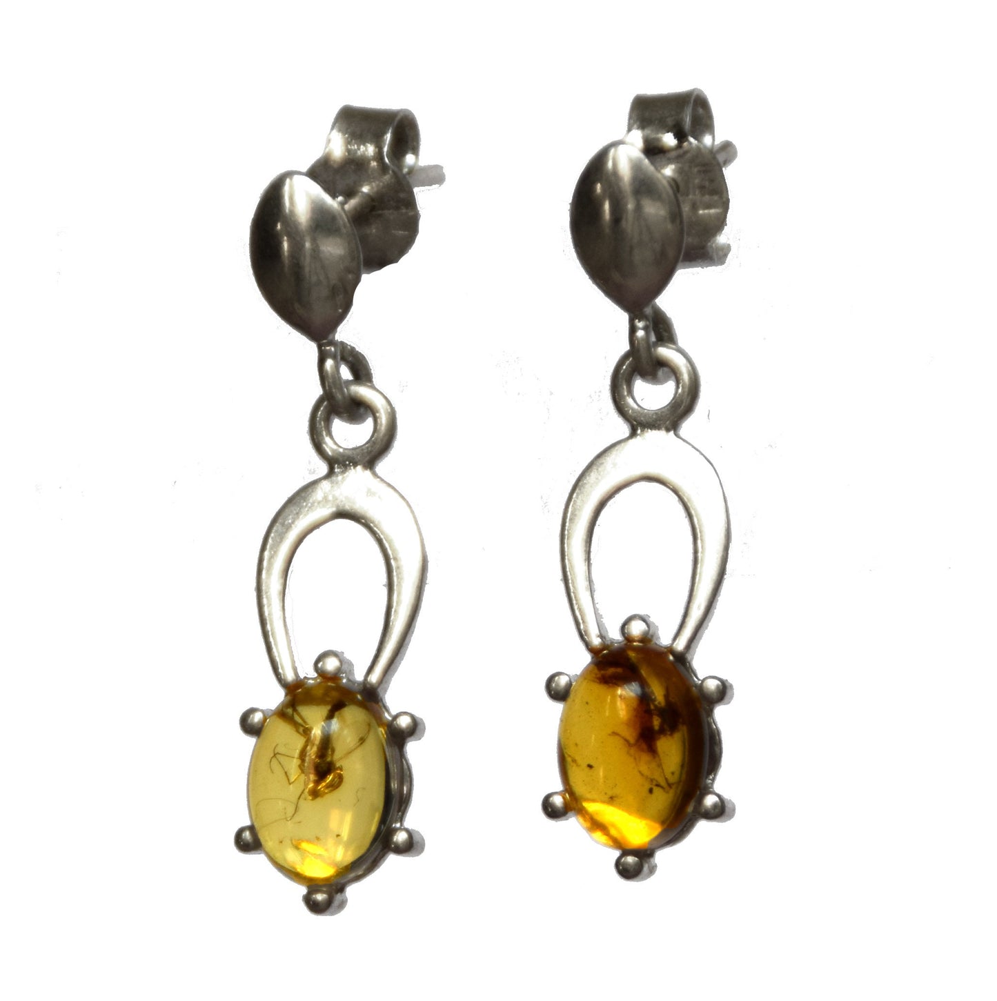 MJ Baltica, earrings, natural Baltic amber, 925 silver, inclusion, insects, prehistoric, BK076