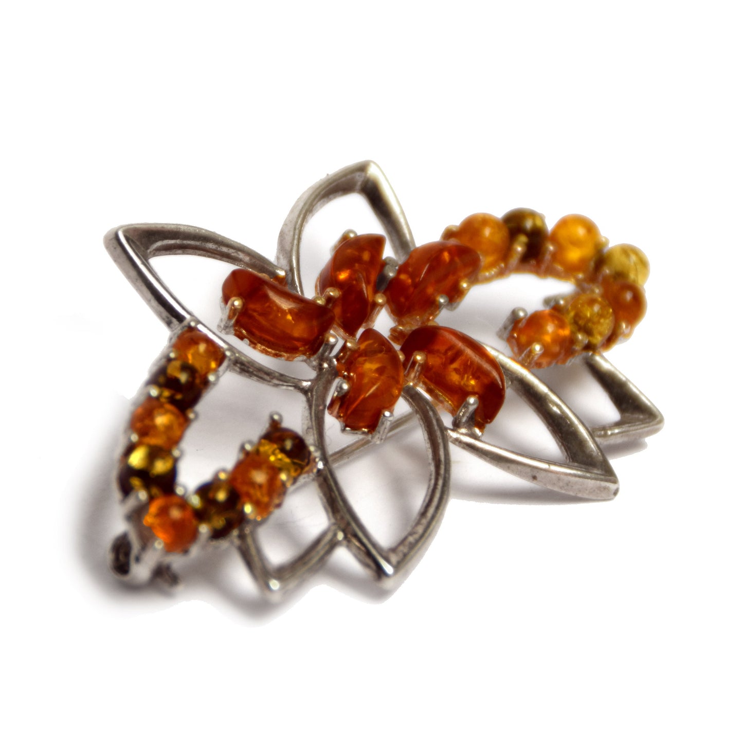 MJ Baltica, brooch, natural Baltic Amber, 925 Silver, multi color, rich, elegant, handcrafted, BBR005