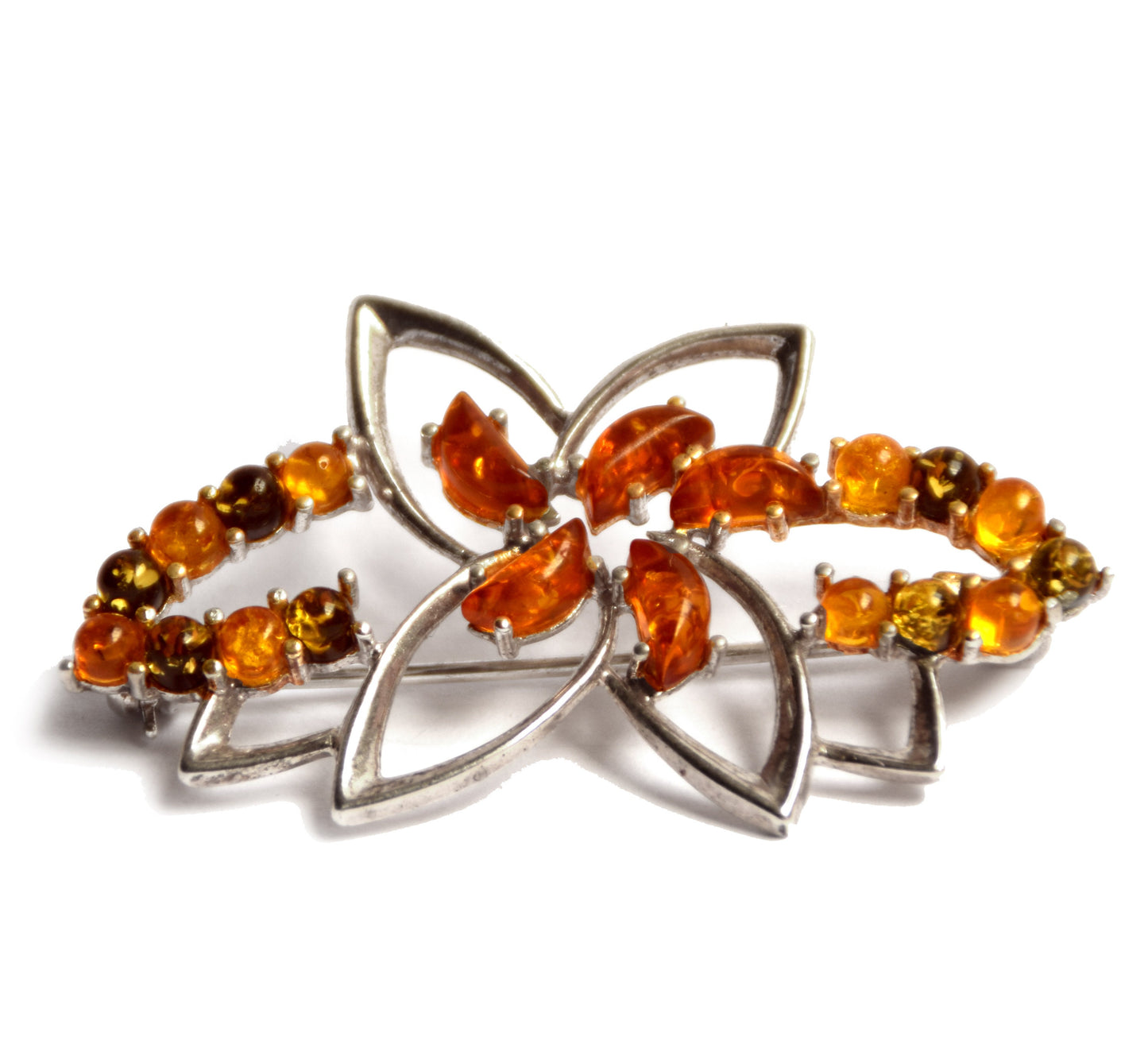 MJ Baltica, brooch, natural Baltic Amber, 925 Silver, multi color, rich, elegant, handcrafted, BBR005