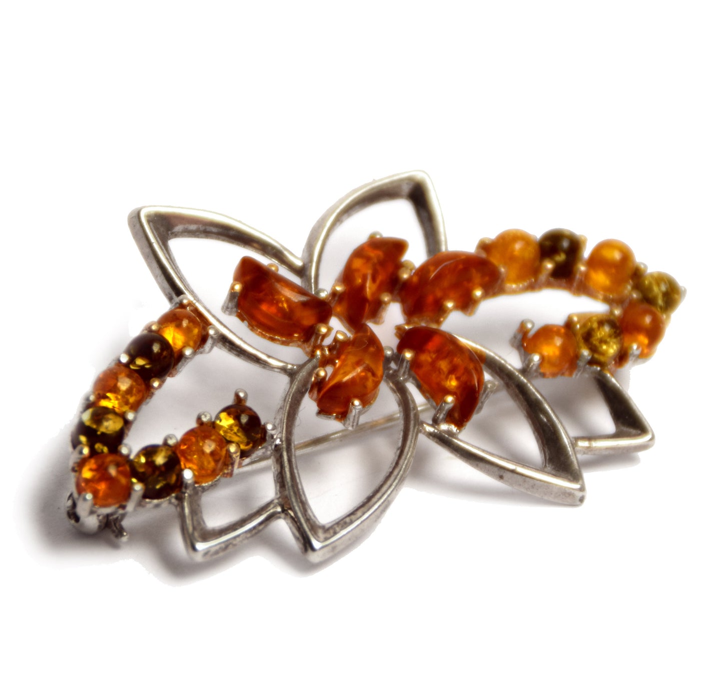 MJ Baltica, brooch, natural Baltic Amber, 925 Silver, multi color, rich, elegant, handcrafted, BBR005