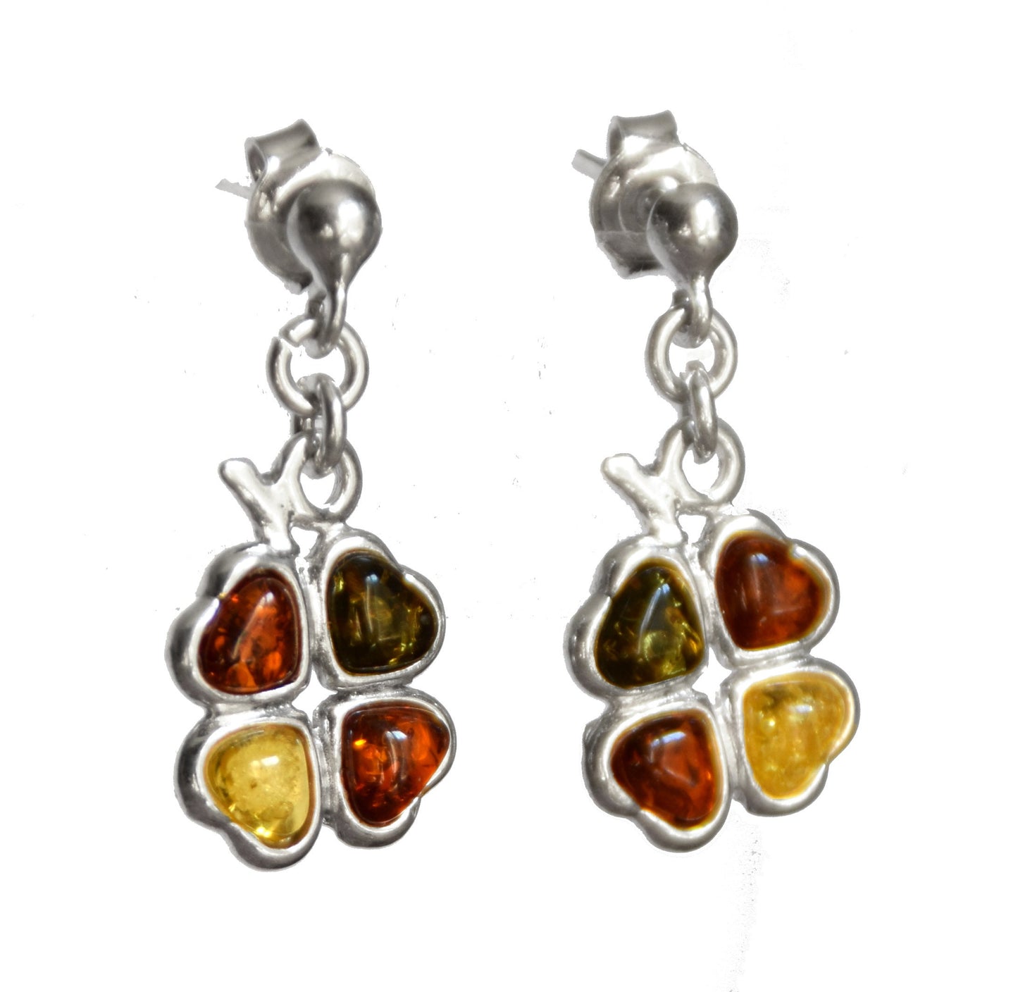 MJ Baltica, pendant, natural Baltic amber, 925 silver, four-leaf clover, delicious, handcrafted, BK095