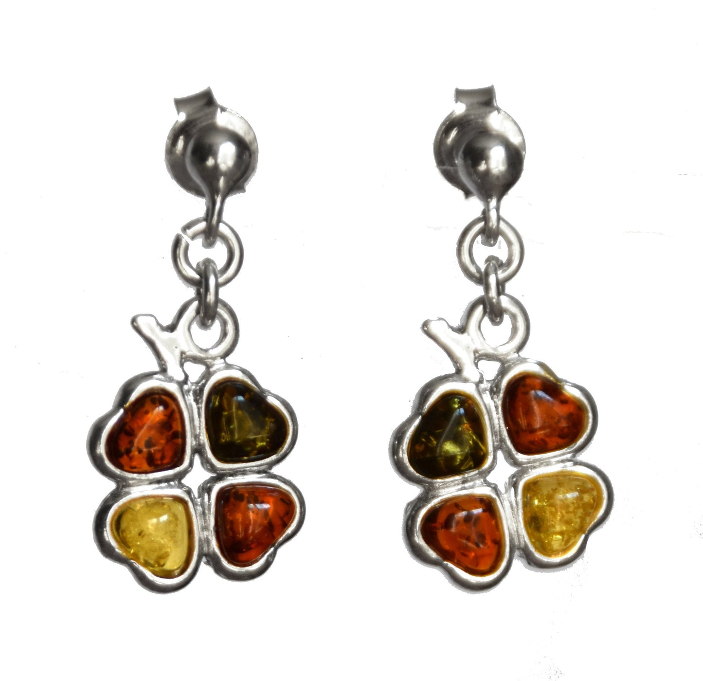 MJ Baltica, pendant, natural Baltic amber, 925 silver, four-leaf clover, delicious, handcrafted, BK095