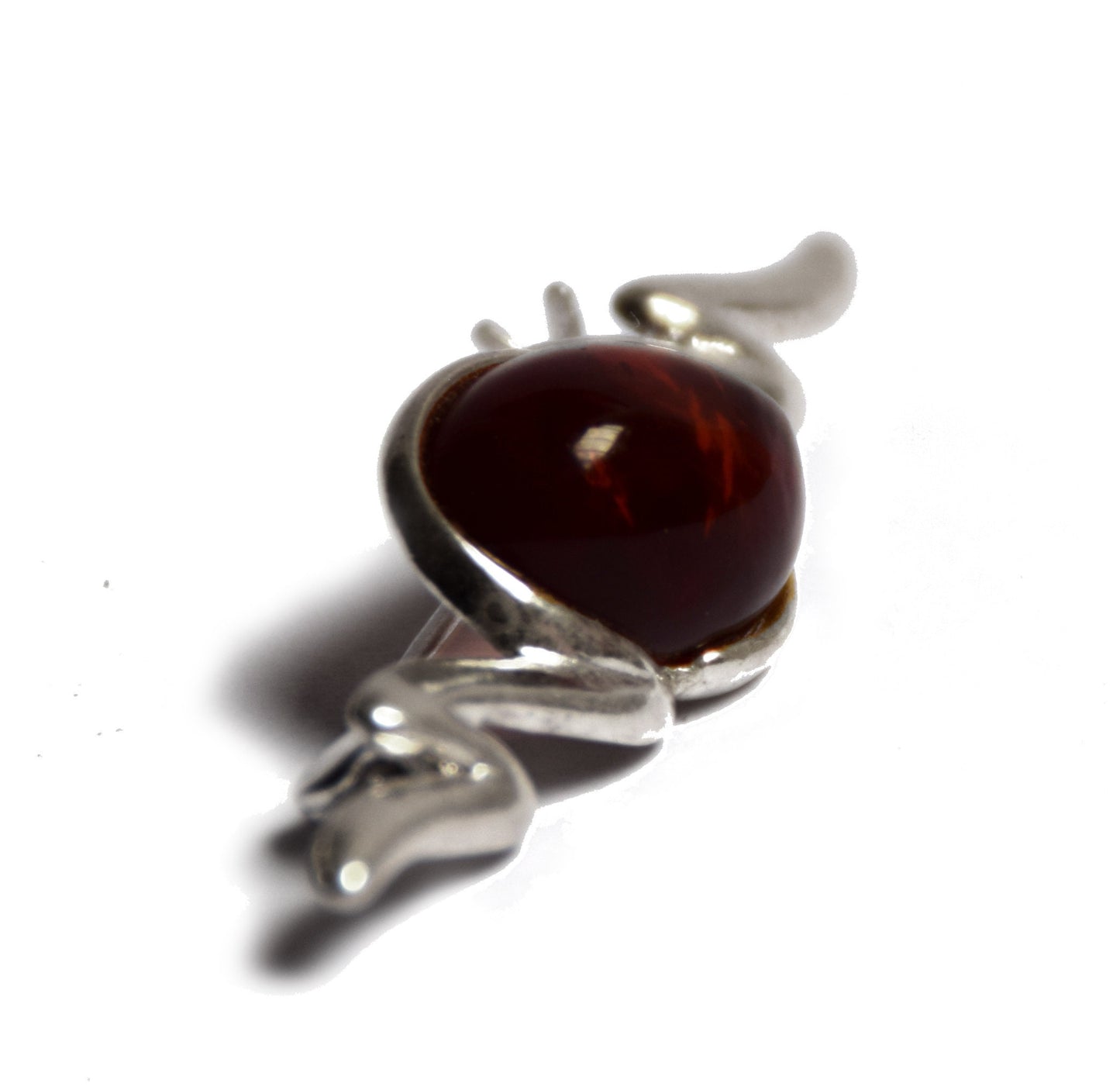 MJ Baltica, brooch, natural Baltic amber, 925 silver, abstract, long, handcrafted, BBR003