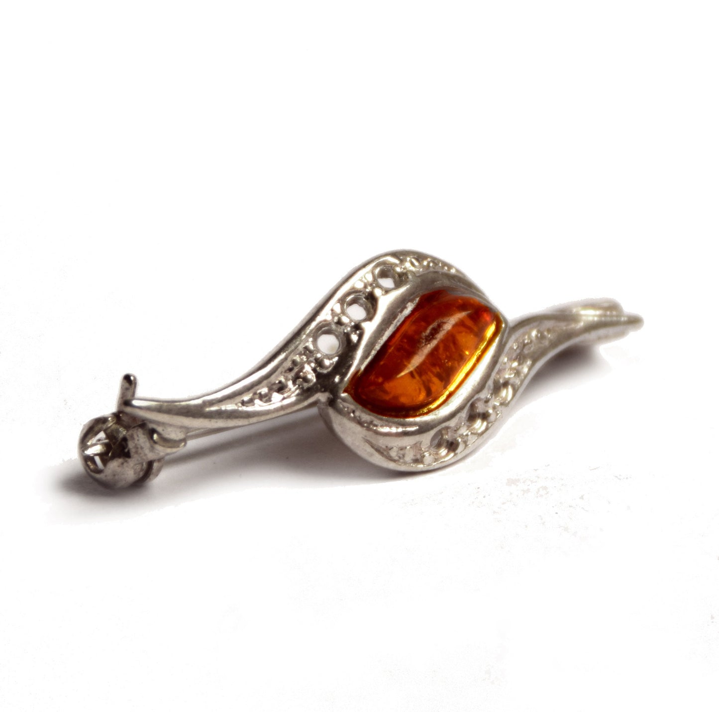 MJ Baltica, brooch, natural Baltic amber, 925 silver, delicate, handcrafted, BBR004