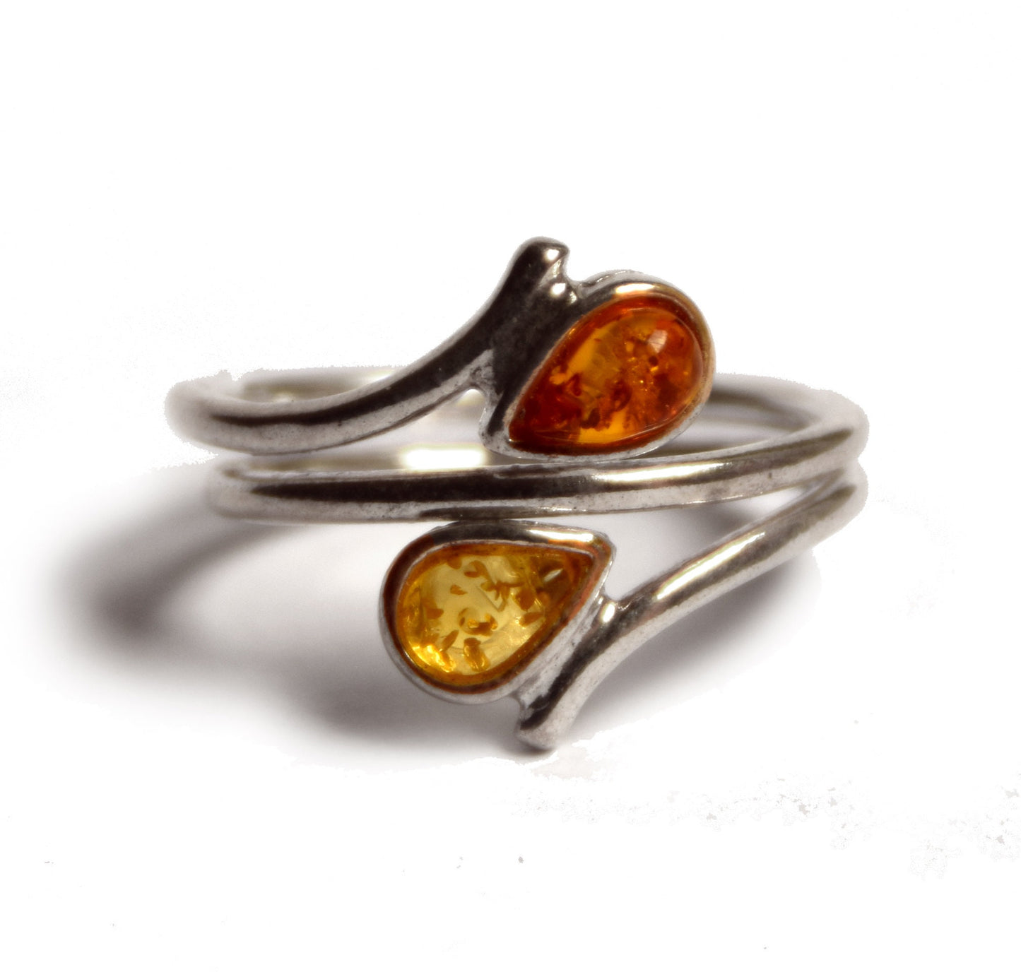 MJ Baltica, ring, natural Baltic amber, 925 silver, adjustable, spiral, modern, BP070