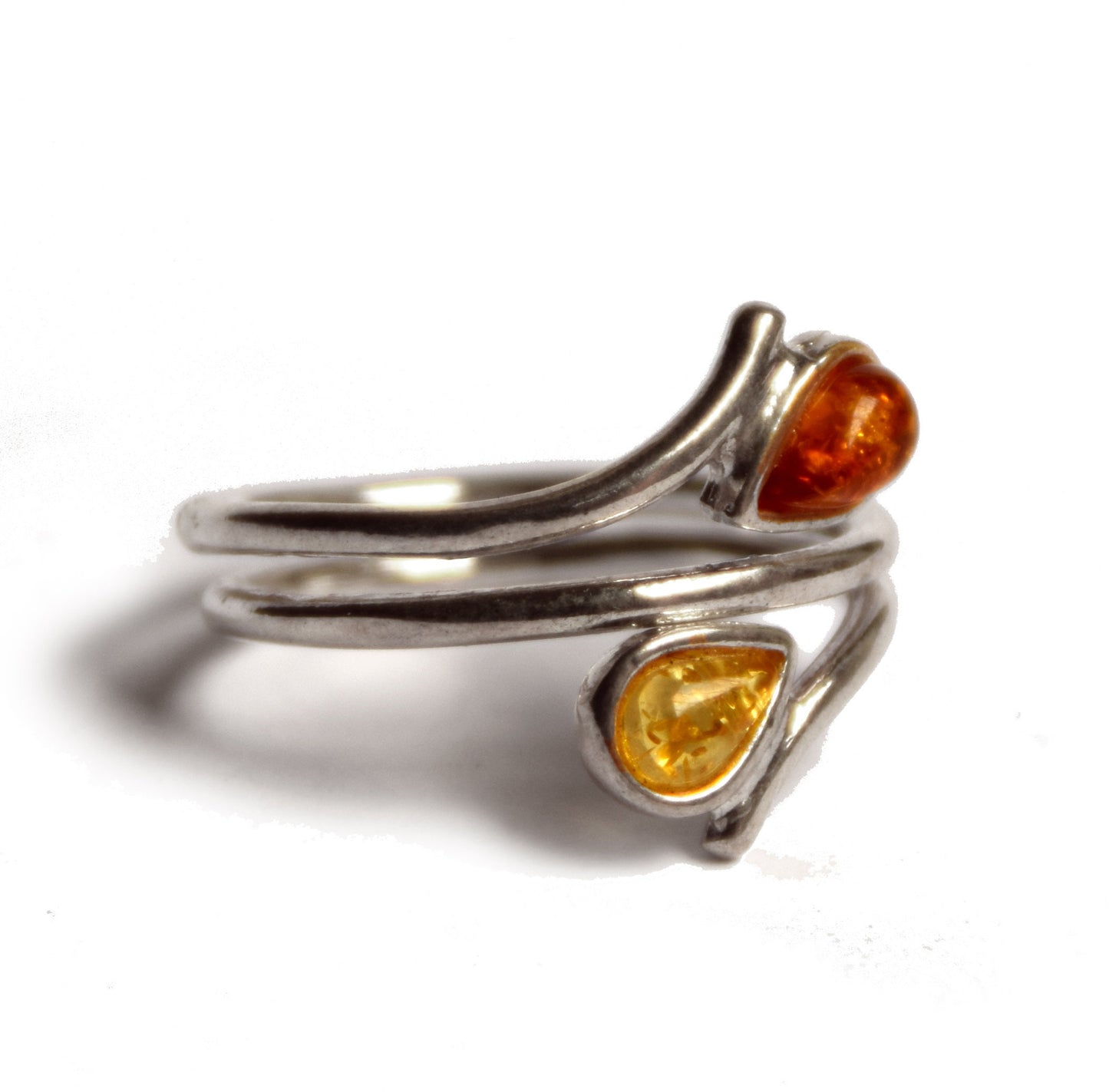 MJ Baltica, ring, natural Baltic amber, 925 silver, adjustable, spiral, modern, BP070