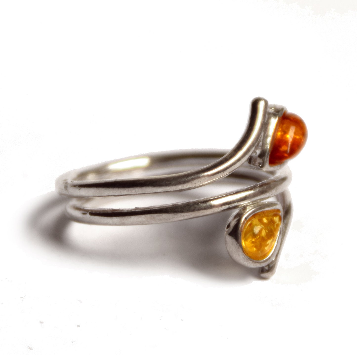 MJ Baltica, ring, natural Baltic amber, 925 silver, adjustable, spiral, modern, BP070