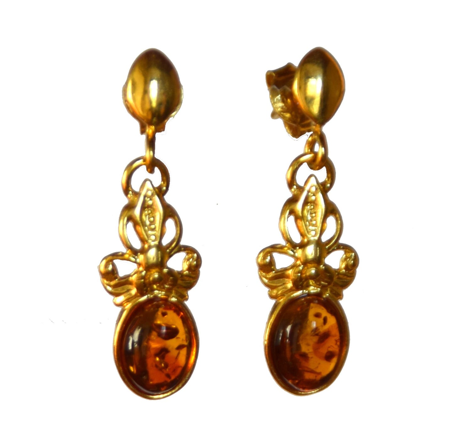 MJ Baltica, earrings, natural Baltic Amber, 925 Silver, 14k Gold plated, bow, sweet, handcrafted, BZK055