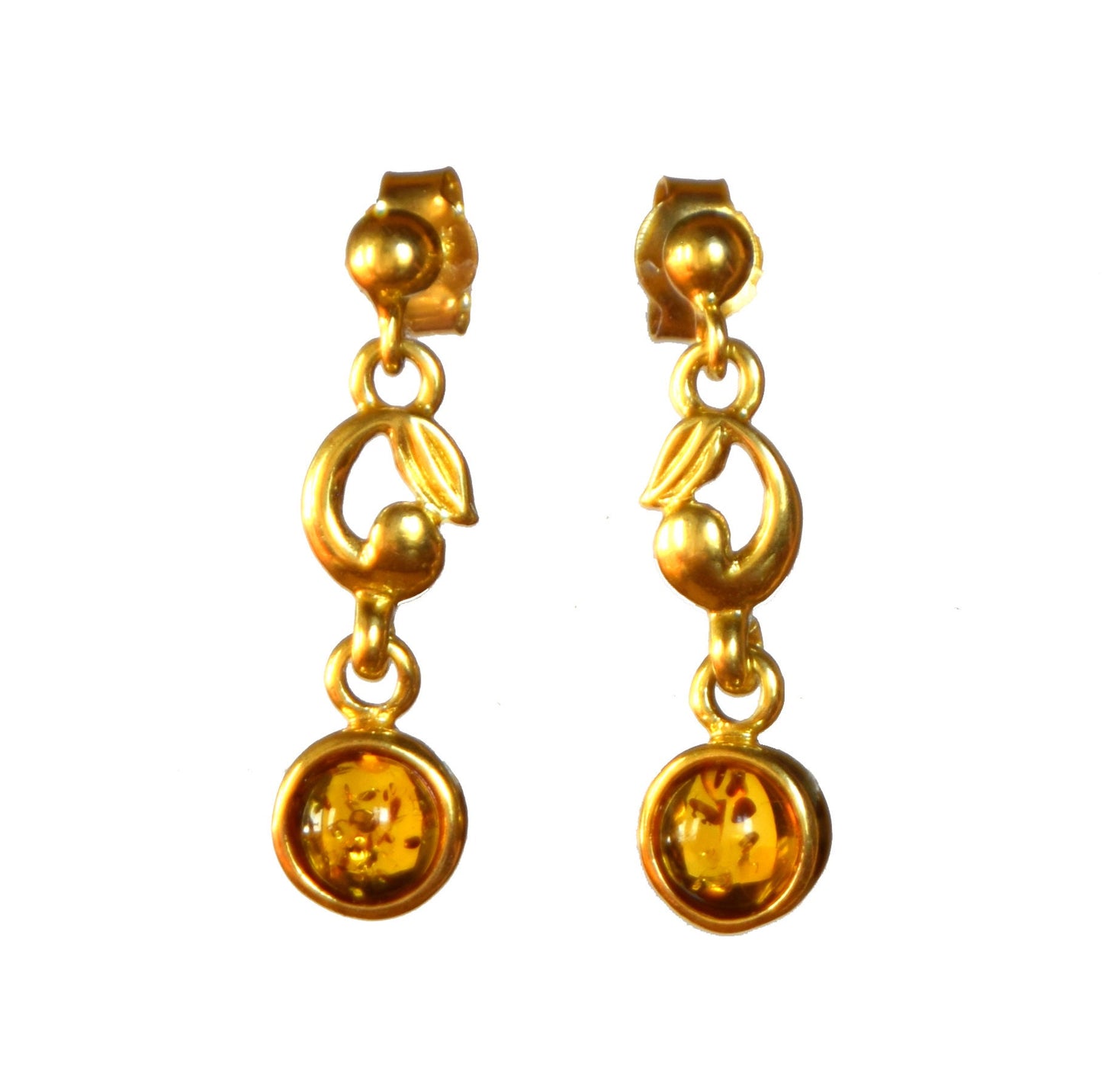 MJ Baltica, earrings, natural Baltic Amber, 925 Silver, 14k Gold plated, beautiful, elegant, BZK065