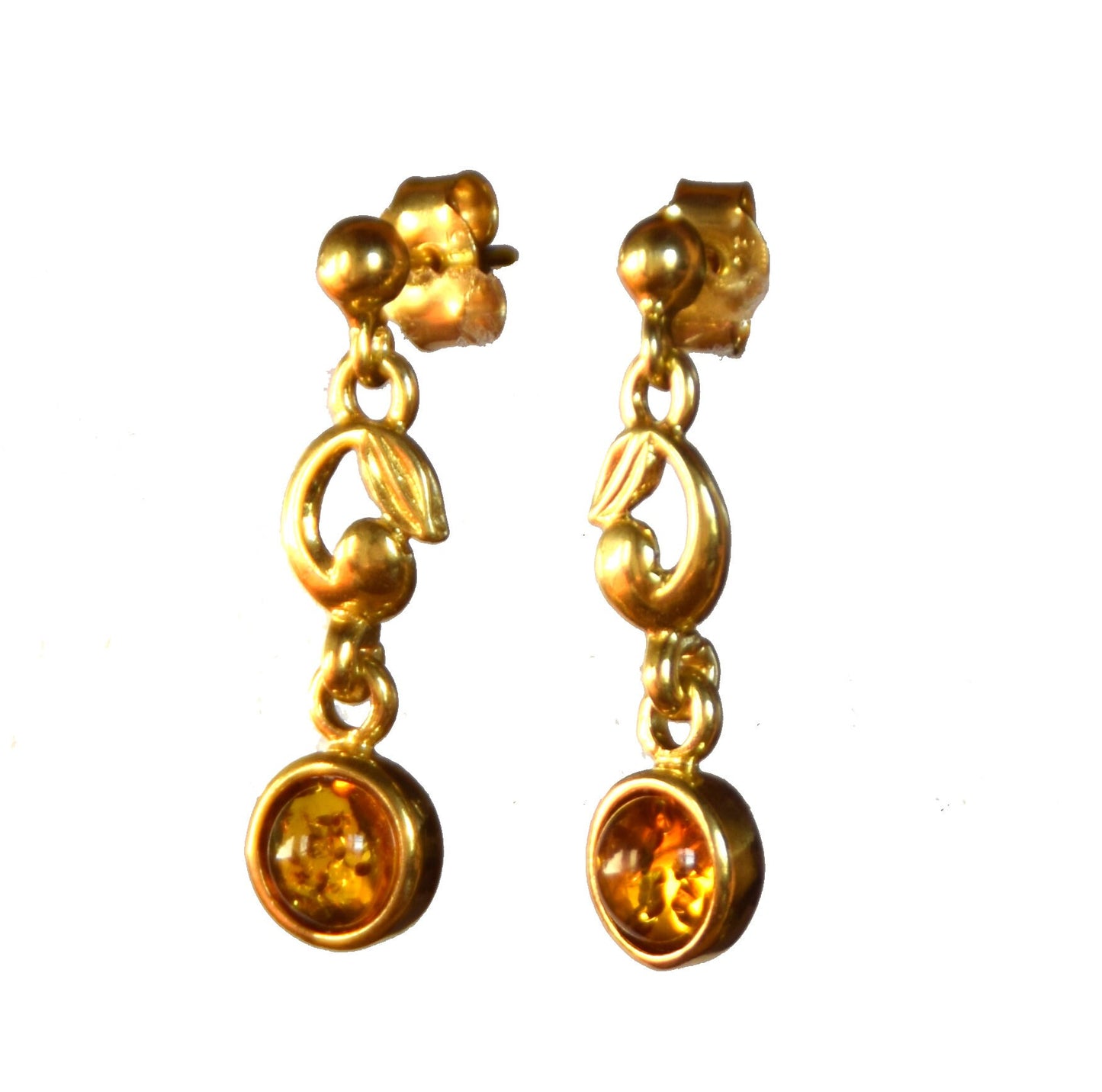 MJ Baltica, earrings, natural Baltic Amber, 925 Silver, 14k Gold plated, beautiful, elegant, BZK065