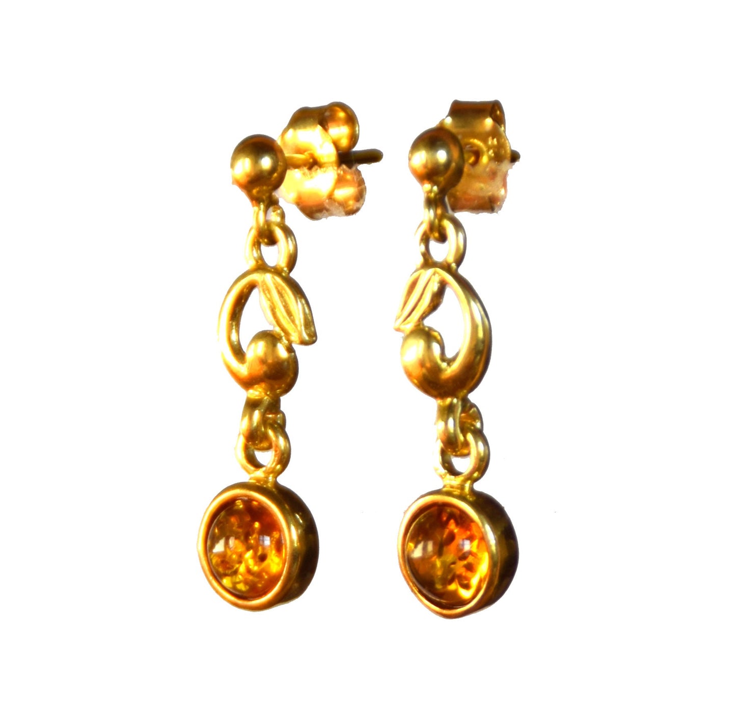 MJ Baltica, earrings, natural Baltic Amber, 925 Silver, 14k Gold plated, beautiful, elegant, BZK065