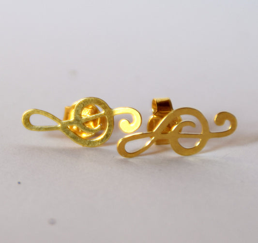 MJ Baltica, earrings, 925 Silver, 14k Gold plated, treble clef, treble clef, handcrafted, SZK005