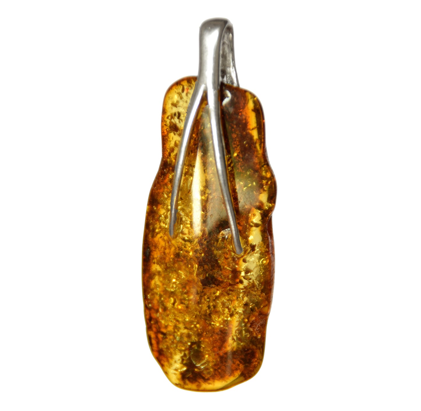 MJ Baltica, pendant, natural Baltic amber, 925 silver, large, intense, irregular, BW121